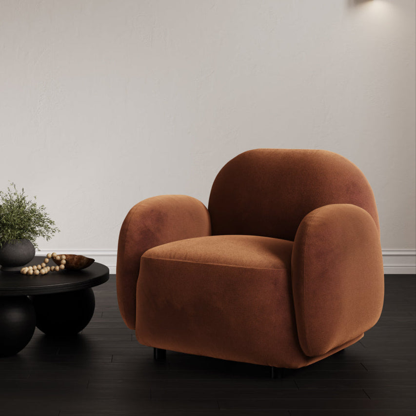 Hagu Rust Orange Chenille Accent Armchair